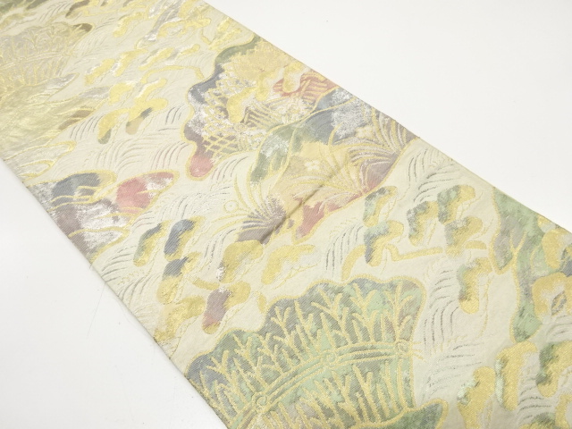 JAPANESE KIMONO / ANTIQUE FUKURO OBI / SILK / WOVEN PINE GROVE